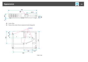 Page 139A
Center of lens
B
Distance from center of lens to suspension bracket fixing point
Units:  mm
Appearance
139 
