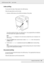 Page 207Using the Control Panel207
EPSON AcuLaser C3800 Users Guide
Index printing
You can print the index of files stored in the USB memory.
Follow the steps below to print the index.
1. Connect a USB memory to the USB Host interface of the printer.
The printer searches the files in the USB memory. If any supported files are detected, 
the control panel menu appears automatically.
Note:
If Can’t Print File is displayed on the control panel, printable files were not detected in the 
USB memory.
2. Press the...