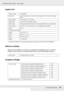 Page 296Technical Specifications296
EPSON AcuLaser C3800 Users Guide
Duplex Unit
*This product conforms to CE marking requirements in accordance with EC Directive 89/336/EEC.
Memory modules
Make sure that DIMM you purchase is compatible with EPSON products. For details, 
contact the store where you purchased this printer or the EPSON sales company.
Imaging cartridge
Product code: C12C802301
Paper size: A4, A5, B5, Letter (LT), Executive (EXE), Legal (LGL), Government Legal 
(GLG)
Paper weight: 64 to 163 g/m² (17...