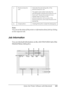 Page 181
Using the Printer Software with Macintosh181
5
5
5
5
5
5
5
5
5
5
5
5
Note:
You can see the status of the printer or information about jobs by clicking 
on the respective tab.
Job Information 
You can check job information on the  Job Information tab of the 
Detailed Status dialog box. 
c. Photoconductor 
Unit: Indicates the remaining life of the 
photoconductor unit.
The green level meter indicates the 
remaining life of the photoconductor unit 
that is set. The photoconductor icon 
flashes when an...