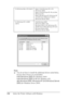 Page 134
134Using the Printer Software with WindowsNote:
❏
You do not have to install the additional drivers noted below, 
because these drivers are preinstalled. 
Intel Windows 2000  (for Windows 2000)
Intel Windows 2000 or XP  (for Windows XP)
x86 Windows 2000, Windows XP and Windows Server 
2003  (for Windows Server 2003)
For Windows Me or 98 clients Select  Intel  Windows  95  or  98 
(Windows 2000),
Select Intel Windows 95, 98 and Me 
(Windows XP),
Select x86 Windows 95, WIndows 98 
and Windows Millennium...