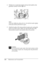 Page 234234Maintenance and Transportation 4. Pull the lever inside the handle and turn the handle to the 
guideline marked with the   icon.
Note:
If you have difficulty pulling the lever, first lift the handle slightly 
to the left and then pull the lever again.
5. Hold the handle of the intermediate transfer unit, and gently 
pull it out until it stops. Make sure that the d mark of the 
intermediate transfer unit matches that of the printer.
c
Caution:
Do not touch the transfer rollers (three black cylinders)...