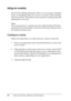 Page 7070Using the Printer Software with Windows
Using an overlay
The Overlay Settings dialog box allows you to prepare standard 
forms, or templates, that you can use as overlays when printing 
other documents. This feature can be useful for creating corporate 
letterheads or invoices.
Note:
The overlay function is available only when High Quality (Printer) is 
selected for the Printing Mode in the Extended Settings dialog box from 
the Optional Settings menu.
Creating an overlay
Follow the steps below to...