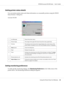 Page 39Getting printer status details
You can monitor printer status and obtain information on consumable products using the EPSON
Status Monitor 3 dialog box.
AcuLaser M1200
1 Icon/Message Shows the printer status.
2 Printer image The image at the upper left shows the printer status graphically.
3 Text box The text box next to the printer image displays the current status of the
printer. When a problem occurs, the most probable solution is displayed.
4
Close buttonCloses the dialog box.
5 Paper Displays the...