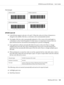 Page 126Print Sample
EPSON Code39 EPSON Code39 CD
EPSON Code39 Num EPSON Code39 CD Num
EPSON Code128
❏Code128 fonts support code sets A, B, and C. When the code set of a line of characters is
changed in the middle of the line, a conversion code is automatically inserted.
❏The height of the bar code is automatically adjusted to 15% or more of its total length, in
conformance to the Code128 standard. For this reason, it is important to keep at least one
space between the bar code and the surrounding text to...