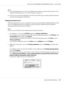 Page 127Note:
❏When sharing the printer, be sure to set EPSON Status Monitor so that the shared printer can be
monitored on the print server. See “Notice Settings” on page 124.
❏The print server and clients should be set on the same network system, and they should be under the
same network management beforehand.
Setting up the print server
Follow the steps below to set up a computer as a print server and install the additional drivers on the
server. The additional drivers are required to print from client...