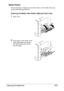 Page 215Cleaning the Machine 203 Media Rollers
The accumulation of paper dust and other debris on the media rollers can 
cause media-feeding problems. 
Cleaning the Media Feed Rollers (Manual Feed Tray)
1Open Tray 1.
2Press down on the center of the 
paper-lifting plate until the left 
and right locking tabs (white) 
lock into place.
 