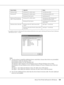 Page 128About the Printer Software for Windows128
*The additional driver for Windows XP x64 and Server 2003 x64 can be used on Windows XP Service Pack 2, Windows 
2003 Service Pack 1, or later.
Note:
❏You do not have to install the additional drivers noted below, because these drivers are preinstalled. 
Intel Windows 2000 (for Windows 2000)
Intel Windows 2000 or XP (for Windows XP)
x86 Windows 2000, Windows XP and Windows Server 2003 (for Windows Server 2003)
x64 Windows XP and Windows Server 2003 (for Windows...