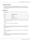 Page 66AcuLaser M4000 Series Users Guide
Using the Control Panel66
Confidential Job Menu
This menu allows you to print or delete print jobs stored in the printer’s memory using the 
Confidential Job feature of the printer driver’s Reserve Job function. You need to enter the correct 
password to access this data. For instructions on using this menu, see “Using the Confidential Job 
Menu” on page 92.
Parallel Menu
These settings control communication between the printer and the computer when using the 
parallel...