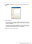 Page 101Printing with Special Layout Options101
1. Click Add/Del under Watermark on the Page Layout window. The following window 
appears.
2. Do one of the following:
❏To use an image file as a watermark, select BMP. Click Browse to locate the bitmap 
file you want to use, then click Open. Type a name for your watermark in the Name 
text box, then click Save.
❏To create a text-based watermark, select Text. Type your text in the Text box. This 
text will also be used as the watermark name. If you want to change...