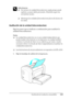 Page 328Sustitución de productos consumibles328
9
9
9
9
9
9
9
9
9
9
9
9
w
Advertencia:
❏No incinere la unidad fotoconductora usada porque puede 
explotar y causar daños personales. Deséchela según las 
normativas locales.
❏Mantenga las unidades fotoconductoras fuera del alcance de 
los niños.
Sustitución de la unidad fotoconductora
Siga los pasos que se indican a continuación para sustituir la 
unidad fotoconductora:
Nota:
❏La unidad fotoconductora no es una unidad independiente que 
pueda instalar directamente...