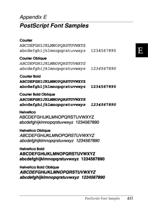 Page 428PostScript Font Samples415
E
E
E
E
E
E
E
E
E
E
E
E
Appendix E
PostScript Font Samples
 