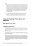 Page 141128Using the PostScript Printer Software (Macintosh) Note:
❏When printing via the USB port from a Power Macintosh running 
Mac 0S 8.6 or 9.x, the printer must be set to handle ASCII data. To 
specify this setting, select Print from the File menu of the application 
that you are using, and then select the name of the application from 
the options available in the Print dialog box. On the setup option 
page that appears, select ASCII for the data format setting. The 
actual setting name varies by...