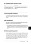 Page 298Troubleshooting285
9
9
9
9
9
9
9
9
9
9
9
9
An installed option cannot be used
Correcting USB Problems
If you are having difficulty using printer with a USB connection, 
see if your problem is listed below, and take any recommended 
actions.
USB connections
USB cables or connections can sometimes be the source of USB 
problems. Try one or both of these solution:
❏For best results, you should connect the printer directly to the 
computer’s USB port. If you must use multiple USB hubs, we 
recommended that...