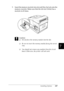 Page 220Installing Options207
7
7
7
7
7
7
7
7
7
7
7
7
5. Insert the memory module into slot until the clip lock onto the 
memory module. Make sure that the left slot (white) has a 
module at all times.
c
Caution:
❏Do not force the memory module into the slot.
❏Be sure to insert the memory module facing the correct 
way.
❏You should not remove any modules from the circuit 
board. Otherwise, the printer will not work.
 