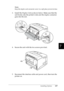 Page 210Installing Options197
7
7
7
7
7
7
7
7
7
7
7
7
Note:
Keep the duplex unit connector cover in a safe place prevent to lose.
3. Install the Duplex Unit as shown below. Make sure that the 
unit hooks onto the printer’s tabs and the duplex connector 
goes into the slot.
4. Secure the unit with the two screws provided.
5. Reconnect the interface cable and power cord, then turn the 
printer on.
 