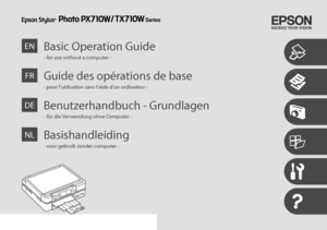 Page 1
Basic Operation GuideEN
- for use without a computer -
Guide des opérations de baseFR
- pour l’utilisation sans l’aide d’un ordinateur -
Benutzerhandbuch - GrundlagenDE
- für die Verwendung ohne Computer -
BasishandleidingNL
- voor gebruik zonder computer -
 