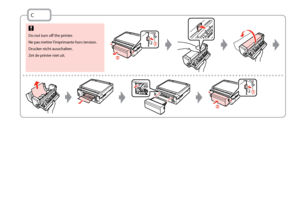 Page 92

C
Do not turn off the printer.
Ne pas mettre l’imprimante hors tension.
Drucker nicht ausschalten.
Zet de printer niet uit.
c
 