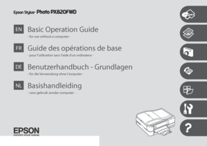 Page 1
Basic Operation GuideEN
- for use without a computer -
Guide des opérations de baseFR
- pour l’utilisation sans l’aide d’un ordinateur -
Benutzerhandbuch - GrundlagenDE
- für die Verwendung ohne Computer -
BasishandleidingNL
- voor gebruik zonder computer -
 