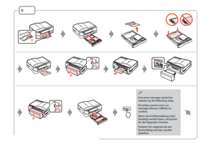 Page 138
1

B
If an error message cannot be cleared, try the following steps.
Procédez comme suit si un message d’erreur s’affiche en continu.
Wenn eine Fehlermeldung nicht beseitigt werden kann, versuchen Sie die folgenden Schritte.
Probeer het volgende als een foutmelding niet kan worden opgelost.
Q
 