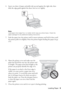 Page 9Loading Paper9 6. Insert one sheet of paper, printable side up and against the right side, then 
slide the edge guide against the sheet, but not too tightly. 
Note: 
Load paper short edge first, no matter which way your photo faces. Check the 
paper package for any additional loading instructions.
7. Push the paper into the printer until it meets resistance and hold it there until 
the printer pulls it in slightly. Once the printer begins feeding the paper, let go 
of it.
8. Open the printer cover and...