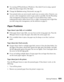 Page 101Solving Problems101
■Try turning off PhotoEnhance (Windows). Also check if you’re using a special 
effect that alters image colors, like Sepia.
■Change the Gamma setting (Macintosh); see page 39.
■Your printed colors can never exactly match your on-screen colors. However, you 
can use a color management system to get as close as possible. See the Photoshop 
color management instructions on page 53. If your photos have a dark, 
underexposed and/or yellow-brown cast or a light, overexposed and or...