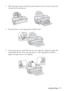 Page 7Loading Paper7 1. Open the paper support and pull up the extensions, then open the output tray 
and pull out the extensions.
2. Press the button on the edge guide and slide it left. 
3. Insert paper, glossy or printable side up, short edge first, against the right side 
and beneath the tab. Then press the button on the edge guide and slide it 
against the paper (but not too tightly). 
spr2880_ug.book  Page 7  Monday, April 6, 2009  1:10 PM
 