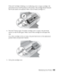 Page 83Maintaining Your Printer83
If the red Hink light is flashing or on (indicating a low or empty cartridge), the 
print head moves to the _position on the printer. The cartridge directly beneath 
the _mark needs to be replaced. Make a note of which cartridge it is.
4. Press the 
Hbutton again. If another cartridge is low or empty, the print head 
moves it to the _mark again. Make a note of this cartridge too and repeat this 
step.
If no other cartridges are low or empty, the print head moves to the...