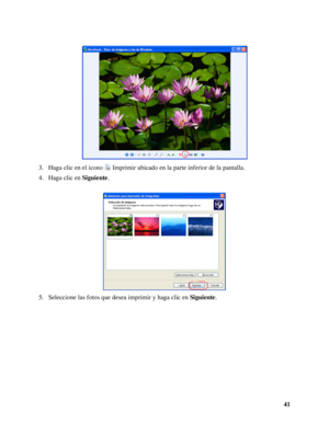Page 4141 3. Haga clic en el icono  Imprimir ubicado en la parte inferior de la pantalla.
4. Haga clic en Siguiente.
5. Seleccione las fotos que desea imprimir y haga clic en Siguiente.
 