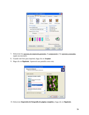 Page 7979 7. Seleccione las opciones de impresión generales
, la composición y las opciones avanzadas, 
según sea necesario.
8. Cuando esté listo para imprimir, haga clic en Aceptar.
9. Haga clic en Siguiente. Aparecerá una pantalla como esta:
10. Seleccione Impresión de fotografía de página completa y haga clic en Siguiente.
 