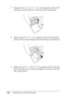 Page 296296Maintenance and Transportation 7. Make sure RAISE THE LEFT INK LEVER appears on the LCD, 
and then raise the ink lever on the left ink compartment.
8. Make sure REMOVE INK CRTG appears on the LCD, and then 
remove all four ink cartridges from the left ink compartment.
9. Make sure INSTALL CNVRSION CRTG appears on the LCD, and 
then insert three conversion cartridges in the slots on the left 
ink compartment.
 