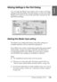 Page 105Printing with Mac OS 9.x105
2
2
2
2
2
2
2
2
2
2
2
2
English
Making Settings in the Print Dialog
You can make the Media Type, Mode, Color, Copies, and Pages 
settings in the Print dialog. From this dialog, you can access other 
dialog, from which you can set the print time, and preview the 
data before printing.
Making the Media Type setting
The Media Type setting determines what other settings are 
available; therefore, always make this setting first.
From Media Type, select a media that matches the...