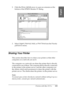 Page 151Printing with Mac OS 9.x151
2
2
2
2
2
2
2
2
2
2
2
2
English
2. Click the Show details arrow to open an extension at the 
bottom of the EPSON Monitor IV dialog. 
3. Select Urgent, Normal, Hold, or Print Time from the Priority 
pull-down menu.
Sharing Your Printer
This section describes how to share your printer so that other 
computers on a network can use it.
The computer on a network can share the printer that is directly 
connected to one of them. The computer that is directly connected 
to the printer...