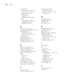 Page 222222
222|Index
Custom Preset
Mac OS X 10.4, 136 to 137
Mac OS X 10.6 & 10.5, 124
Windows, 104 to 105
Cut sheet paper
loading, 73 to 74
supported sizes, 198 to 200
Cutter
cutting paper manually, 69
ordering replacement, 12
replacing, 162 to 165
D
Date and time setting, 161
Default settings, restoring, 161 to 162
Deleting print jobs
Mac OS X 10.4, 138
Mac OS X 10.6 & 10.5, 125
Windows, 107
Depth of printer, 196
Diagnosing problems, 175
Dimensions of printer, 196
Documentation, how to use, 11
E
EDM status,...