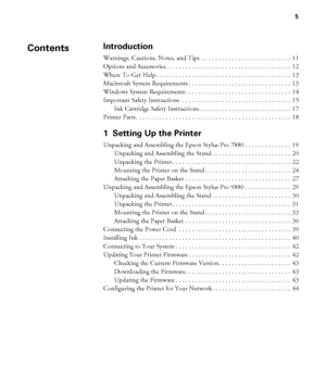 Page 55
5
Introduction
Warnings, Cautions, Notes, and Tips  . . . . . . . . . . . . . . . . . . . . . . . . . . .  11
Options and Accessories. . . . . . . . . . . . . . . . . . . . . . . . . . . . . . . . . . . . . .  12
Where To Get Help. . . . . . . . . . . . . . . . . . . . . . . . . . . . . . . . . . . . . . . . .  13
Macintosh System Requirements . . . . . . . . . . . . . . . . . . . . . . . . . . . . . . .  13
Windows System Requirements . . . . . . . . . . . . . . . . . . . . . . . . . . . . . . . ....