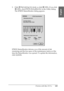 Page 145Printing with Mac OS 9.x145
2
2
2
2
2
2
2
2
2
2
2
2
English
2. Click  Remaining Ink Level, or click   Utility. If you click 
 Utility, click EPSON StatusMonitor in the Utility dialog. 
The EPSON StatusMonitor dialog appears.
EPSON StatusMonitor informs you of the amount of ink 
remaining and the free space of the maintenance tank as of the 
time the StatusMonitor was opened. To update the information, 
click Update.
 