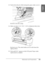 Page 303Maintenance and Transportation303
7
7
7
7
7
7
7
7
7
7
7
7
English
13. Push in the side pin while turning the paper cutter cover to 
the left to close the casing.
14. Make sure that CLOSE FRONT COVER is displayed, then close 
the front cover. The cutter holder moves to the home (far 
right) position.
15. Wait until READY appears on the LCD panel. Paper cutter 
replacement is complete.
 