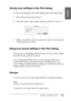 Page 185Printing with Mac OS X185
3
3
3
3
3
3
3
3
3
3
3
3
English
Saving your settings in the Print dialog
To save your settings in the Print dialog, follow the steps below.
1. Select Save as from the Presets. 
2. Enter the name of the custom setting in the Save Preset As.
3. Make sure that the name you entered in step 2 is saved in the 
Presets pull-down menu.
Using your saved settings in the Print dialog
To use your saved settings, select the name of your custom setting 
from the Presets pull-down menu.
If you...