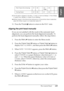 Page 229The Control Panel229
4
4
4
4
4
4
4
4
4
4
4
4
English✽ Print Quality A: Speed, B: Quality, C: Draft, D: Normal-360dpi, E: Fine-720dpi, 
F: Super Fine-1440dpi, G: Super Photo-2880dpi
✽✽ When Super in the Advanced dialog box of the printer driver is selected, 
select #2. When Super is not selected, select #1.
11. Press the Pause  button to return to the READY state.
Aligning the print head manually
If you are not satisfied with the result of the automatic head 
alignment, you can perform the head alignment...