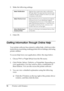 Page 7676Printing with Windows 2. Make the following settings.
3. Click OK.
Getting Information Through Online Help
Your printer software has extensive online help, which provides 
instructions on printing, making printer driver settings, and using 
printer utilities.
To access help from your application, follow the steps below.
1. Choose Print or Page Setup from the File menu.
2. Click Printer, Setup, Options, or Properties. Depending on 
your application, you may need to click a combination of 
these buttons....