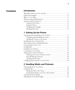 Page 55
5
Introduction
Warnings, Cautions, Notes, and Tips  . . . . . . . . . . . . . . . . . . . . . . . . . . . .  9
Options and Supplies . . . . . . . . . . . . . . . . . . . . . . . . . . . . . . . . . . . . . . . .  10
Where To Get Help. . . . . . . . . . . . . . . . . . . . . . . . . . . . . . . . . . . . . . . . .  11
Windows System Requirements . . . . . . . . . . . . . . . . . . . . . . . . . . . . . . . .  11
Important Safety Instructions  . . . . . . . . . . . . . . . . . . . . . . . . . . . . . . ....