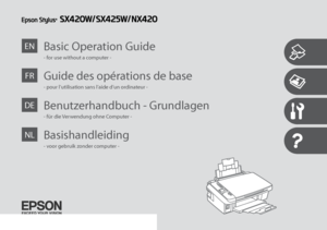 Page 1
Basic Operation GuideEN
- for use without a computer -
Guide des opérations de baseFR
- pour l’utilisation sans l’aide d’un ordinateur -
Benutzerhandbuch - GrundlagenDE
- für die Verwendung ohne Computer -
BasishandleidingNL
- voor gebruik zonder computer -
 