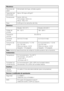 Page 4040Avisos
Mecánicas
Recorrido del 
papelAlimentador de hojas, entrada superior
Capacidad del 
alimentadorAprox. 80 hojas a 90 g/m
2
Dimensiones Ancho: 434 mm
Profundidad: 326,5 mm
Altura: 185,2 mm
Peso 4,45 kg sin los cartuchos de tinta
Eléctricas
Modelo 100-127 V Modelo 220-240 V
Voltaje de 
entrada90 - 132 V 198 - 264 V
Frecuencia 
nominal50 a 60 Hz
Corriente 
nominal0,6 A (0,7 A máx) 0,3 A (0,4 A máx)
Consumo de 
energíaEn funcionamiento: 11,7 W 
(22,1 W máx)
Modo de reposo: 3,8 W
Apagada: 1 W...