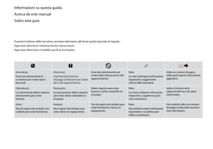 Page 2

Informazioni su questa guida
Acerca de este manual
Sobre este guia
Durante la lettura delle istruzioni, prestare attenzione alle linee guida riportate di seguito:
Siga estas directrices mientras lee las instrucciones:
Siga estas directrizes à medida que lê as instruções:
wcQR &
Avvertenza:
Osservare attentamente le avvertenze per evitare danni personali.
Attenzione:
Osservare attentamente i messaggi di attenzione per evitare danni alle apparecchiature.
Osservare attentamente per evitare danni alla...