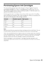 Page 45Purchasing Epson Ink Cartridges45
Purchasing Epson Ink Cartridges
You can purchase genuine Epson ink and paper at Epson Supplies Central at 
www.epson.com/ink3 (U.S. sales) or www.epson.ca (Canadian sales). You can 
also purchase supplies from an Epson authorized reseller. To find the nearest one, 
call 800-GO-EPSON (800-463-7766).
Purchase genuine Epson cartridges and use them within six months of installing 
them and before the expiration date on the cartridge box. When you purchase new 
ink, use the...