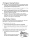 Page 4444Problems and Solutions
Printing and Copying Problems
■Make sure your paper is loaded printable side up (usually the whiter, brighter, 
or glossy side). Load it short edge first, and against the right side. Don’t load 
paper above the arrow mark inside the edge guide.
■Make sure the paper you loaded matches the paper size and paper type settings 
on the control panel or in your printer software (see page 14). 
■Position your original against the back left corner of the scanner glass. If the 
edges are...