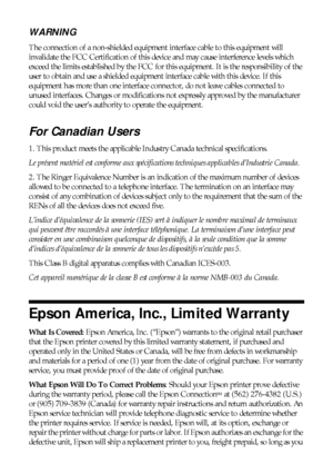 Page 5252Notices
WARNING 
The connection of a non-shielded equipment interface cable to this equipment will 
invalidate the FCC Certification of this device and may cause interference levels which 
exceed the limits established by the FCC for this equipment. It is the responsibility of the 
user to obtain and use a shielded equipment interface cable with this device. If this 
equipment has more than one interface connector, do not leave cables connected to 
unused interfaces. Changes or modifications not...