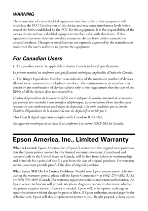 Page 6060Notices
WARNING 
The connection of a non-shielded equipment interface cable to this equipment will 
invalidate the FCC Certification of this device and may cause interference levels which 
exceed the limits established by the FCC for this equipment. It is the responsibility of the 
user to obtain and use a shielded equipment interface cable with this device. If this 
equipment has more than one interface connector, do not leave cables connected to 
unused interfaces. Changes or modifications not...