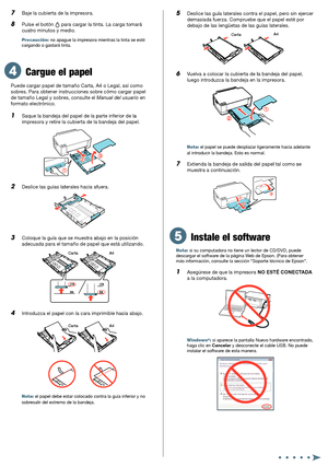 Page 2
Guía de instalación
5	� �������������� ��������� ��������������� ��� ���� �������	�
������� ������� ��������� ��������������� ��� ���� ��������������	����	�����	����������	�������	���	��������	�����	����	��������	�
d�m����d�	�f���z�.	�C�m����b�	�q��	���	������	����é	����	�
d�b���	�d�	����	�����ü����	�d�	����	������	����������.
Carta A4
6	� ������ � �����������b����� d� �� b��d��� d�� �������	�
������ ������������b����� d� �� b��d��� d�� �������������	��	��������	���	���b�����	�d�	���	�b��d���	�d��...