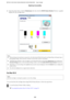 Page 127❏Open the printer driver, click the Maintenance tab, then click the EPSON Status Monitor 3 button. A graphic
displays the ink cartridge status.
Note:
❏When printing in monochrome or grayscale, color inks instead of black ink may be used depending on the paper type or
print quality settings. This is because a mixture of color inks is used to create black.
❏ If EPSON Status Monitor 3 does not appear, access the printer driver and click the Maintenance tab and then the
Extended Settings button. In the...